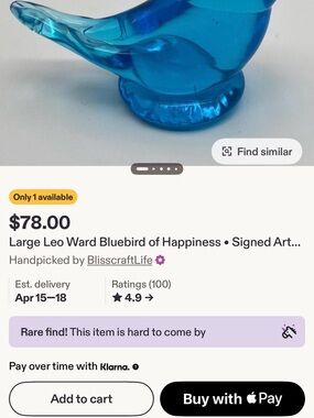 Blue Art Glass Bird Sculpture - Bluebird Accent